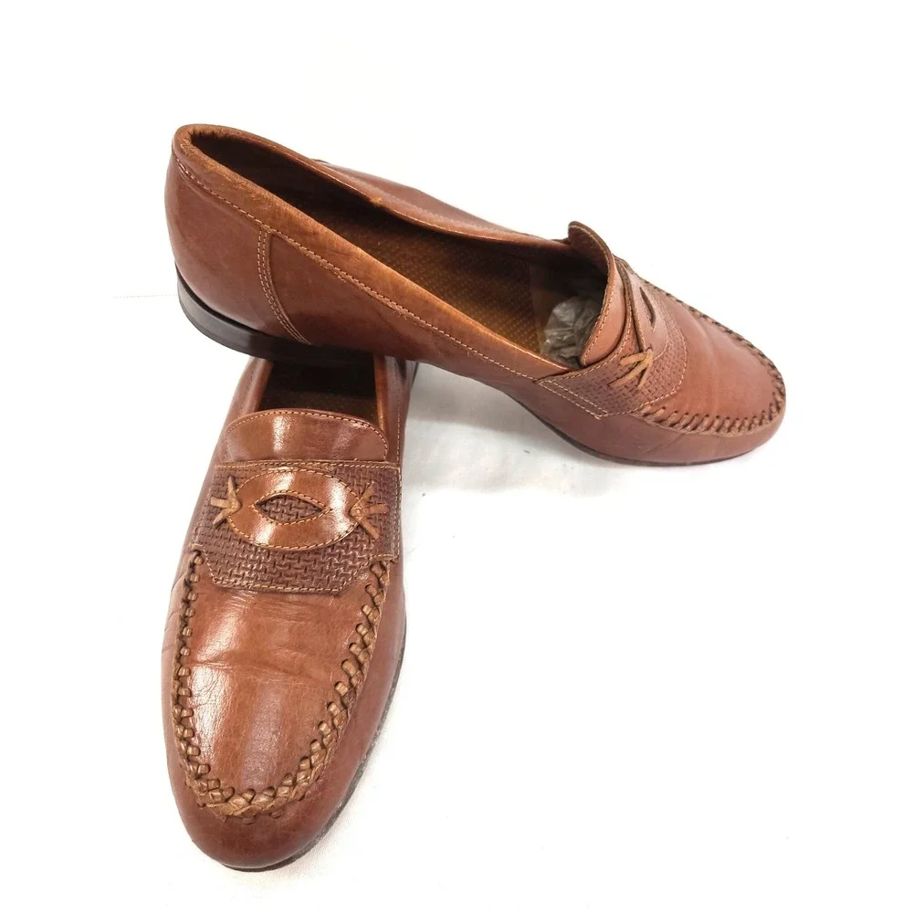 Lavorazione Artigiana Mens Brown  leather Loafer Shoes sz US 10.5 made in Italy